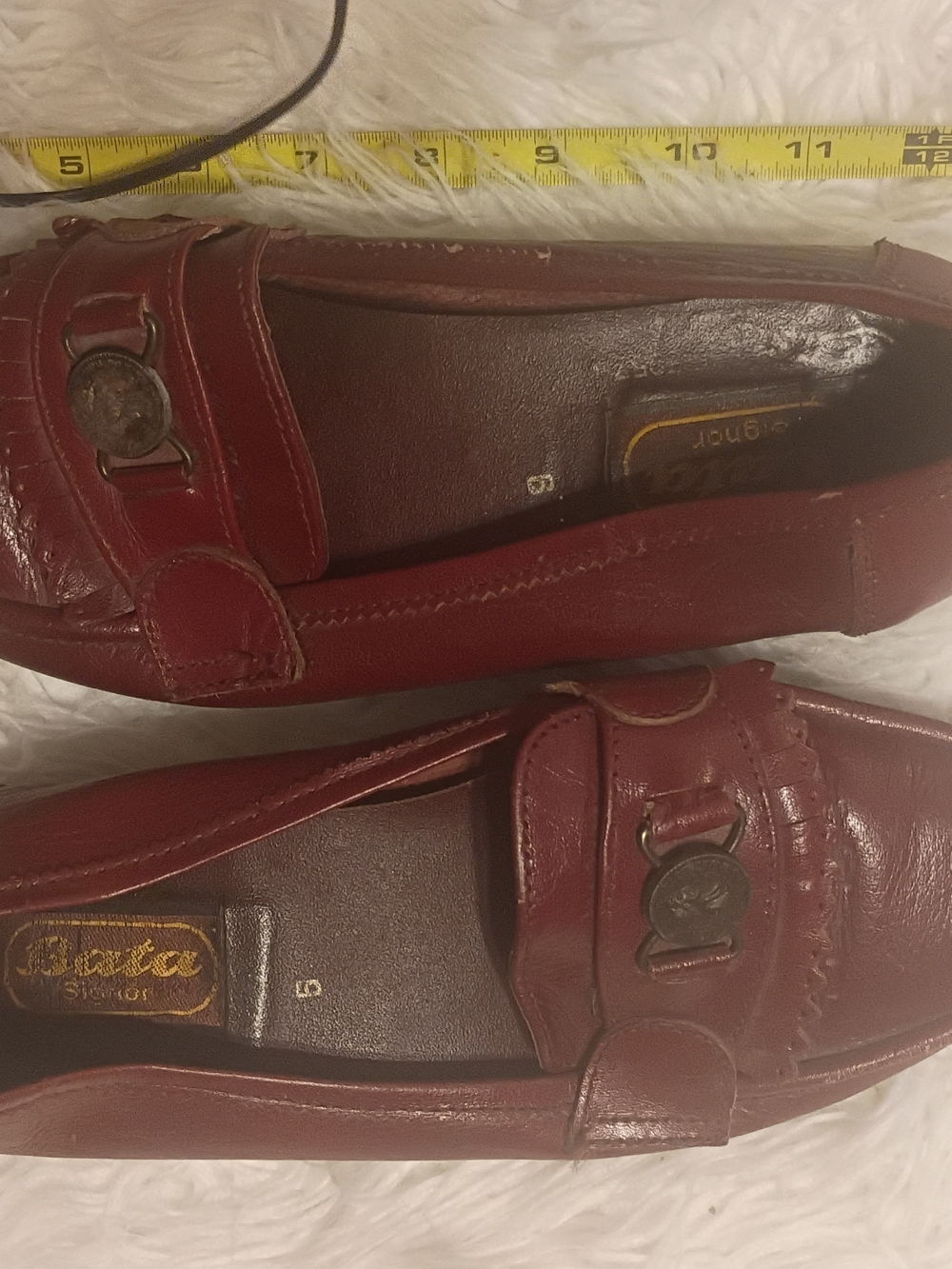 Womens Maroon Leather Slip-On Loafers with Decorative Bit